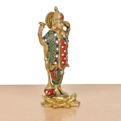 Brassaura® Brass Lord Vishnu Standing Idol | Height 8 Inches