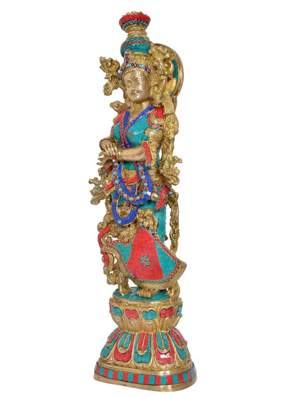 Brassaura® Brass Radha Rani Statue | Height 29 Inches