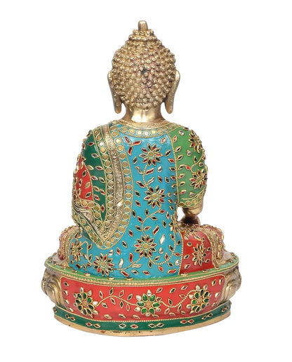 Brassaura® Brass Buddha Statue in Bhumisparsha Mudra | Height 13 Inches