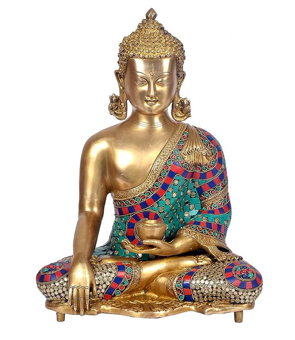 ब्रासोरा® वृंदावन वेणुगोपाल कृष्ण पीतल की प्रतिमा मोर के साथ | एंटीक नीला और सुनहरा रंग | ऊँचाई 20 इंच