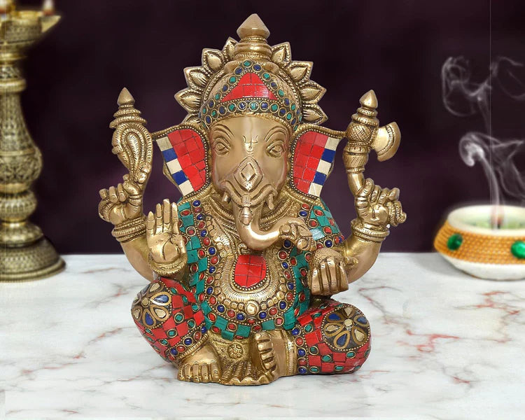 Brassaura® Brass Ganesha Idol | Height 9.5 Inches