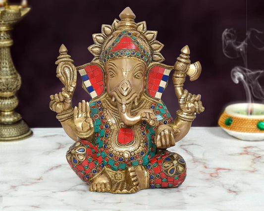 Brassaura® Brass Ganesha Idol | Height 9.5 Inches