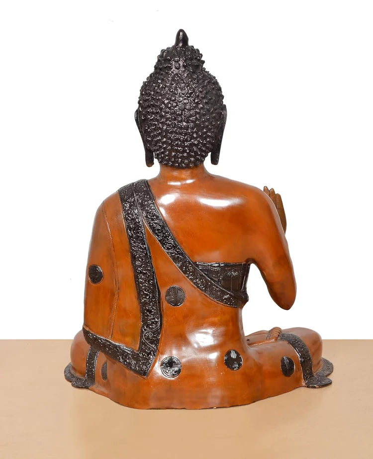 Brassaura® Meditating Buddha Brass Statue | Multicolor Artistic Finish | Height 24 Inches