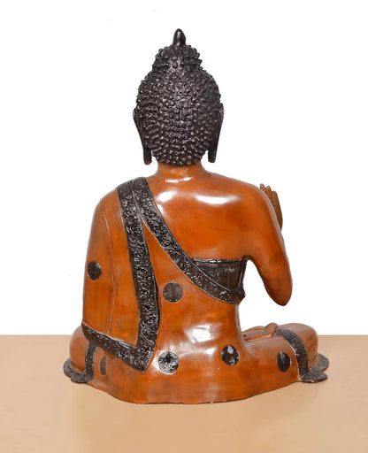 Brassaura® Meditating Buddha Brass Statue | Multicolor Artistic Finish | Height 24 Inches