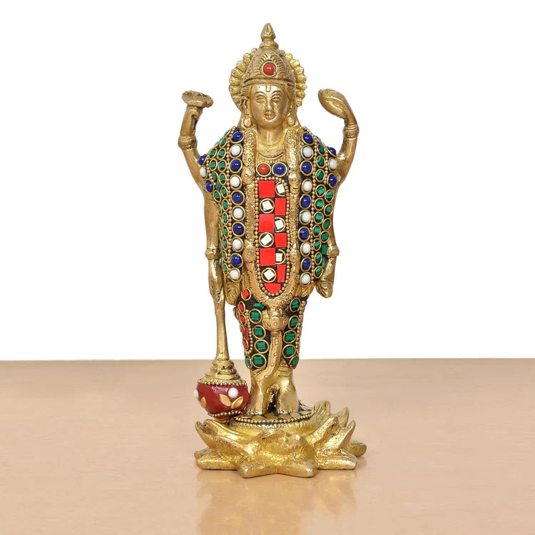 Brassaura® Brass Lord Vishnu Standing Idol | Height 8 Inches