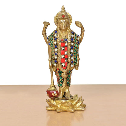 Brassaura® Brass Lord Vishnu Standing Idol | Height 8 Inches