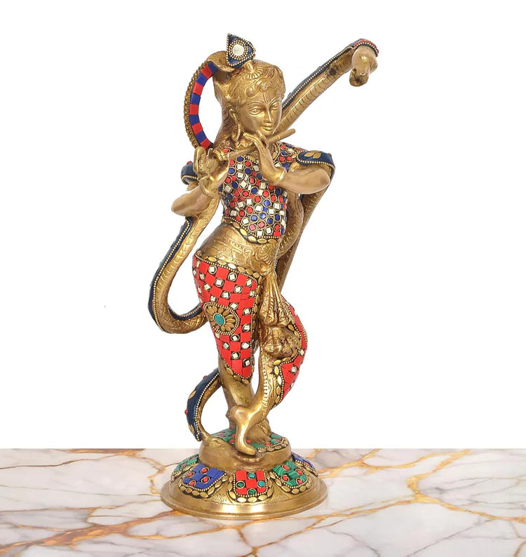Brassaura® Brass Krishna Statue | Height 15 Inches