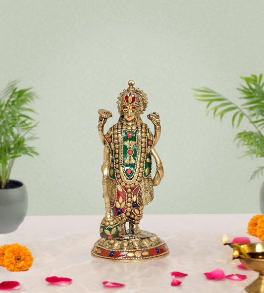 Brassaura® Brass Lord Vishnu Statue | Height 7.5 Inches