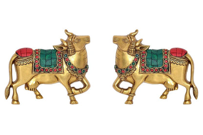 Brassaura® Brass Kamdhenu Cow Pair Wall Hanging | Height 4 Inches