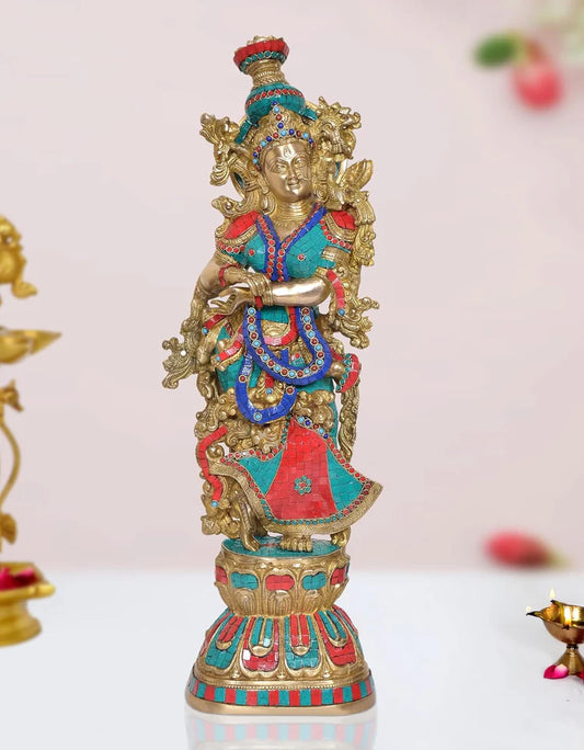 Brassaura® Brass Radha Rani Statue | Height 29 Inches