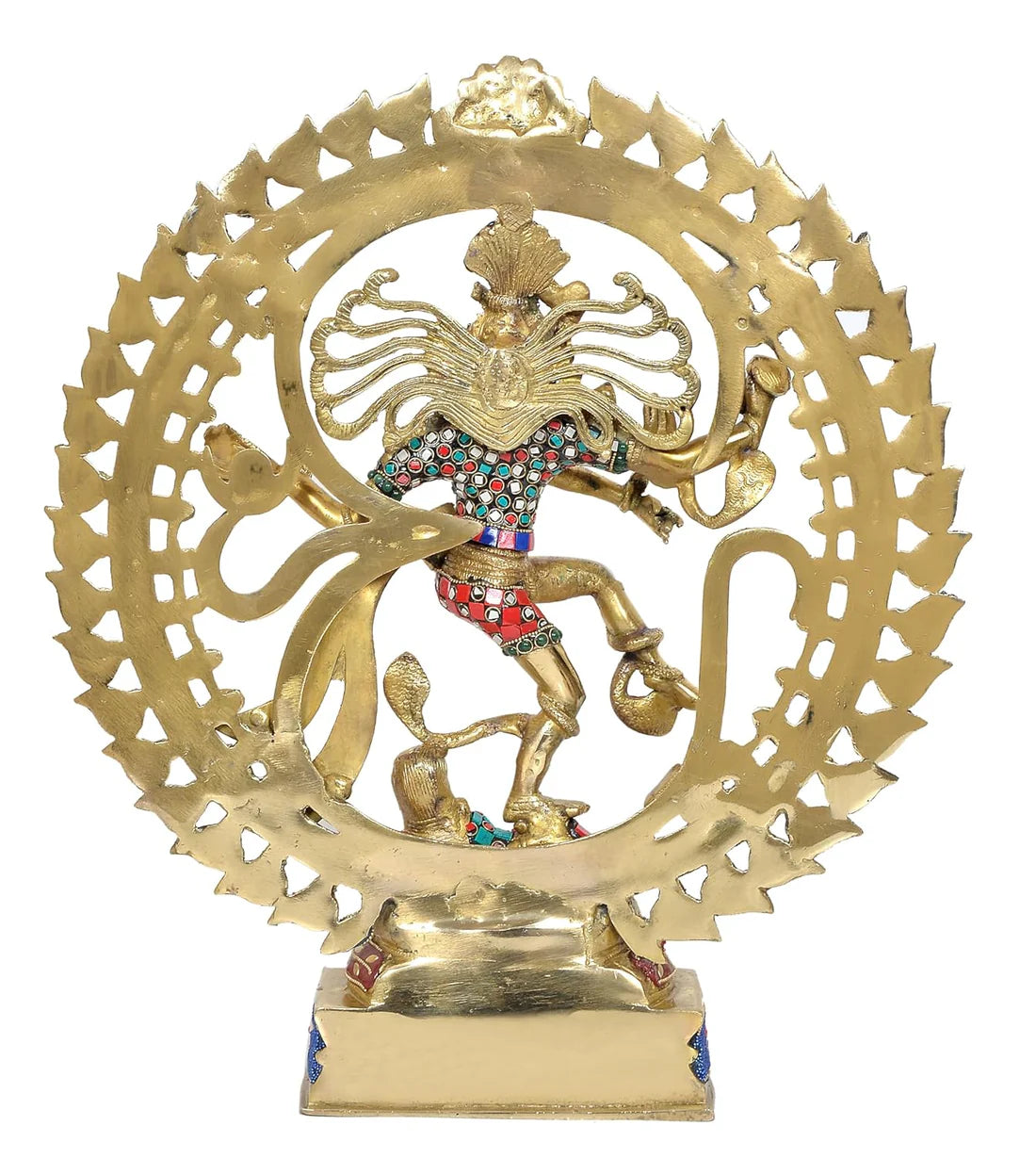 ब्रासोरा® वृंदावन वेणुगोपाल कृष्ण पीतल की प्रतिमा मोर के साथ | एंटीक नीला और सुनहरा रंग | ऊँचाई 20 इंच