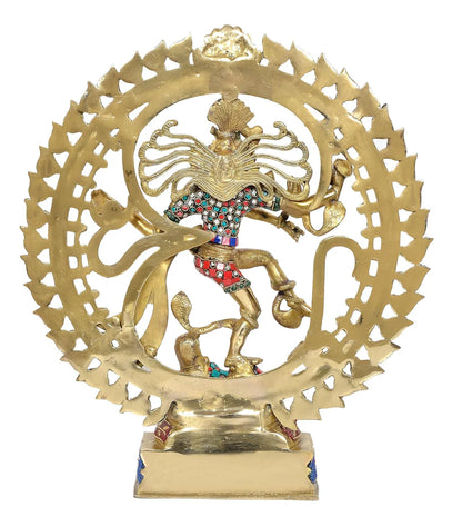 ब्रासोरा® वृंदावन वेणुगोपाल कृष्ण पीतल की प्रतिमा मोर के साथ | एंटीक नीला और सुनहरा रंग | ऊँचाई 20 इंच