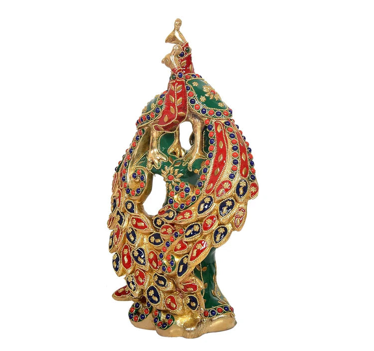 Brassaura® Brass Peacock Statue | Height 12 Inches