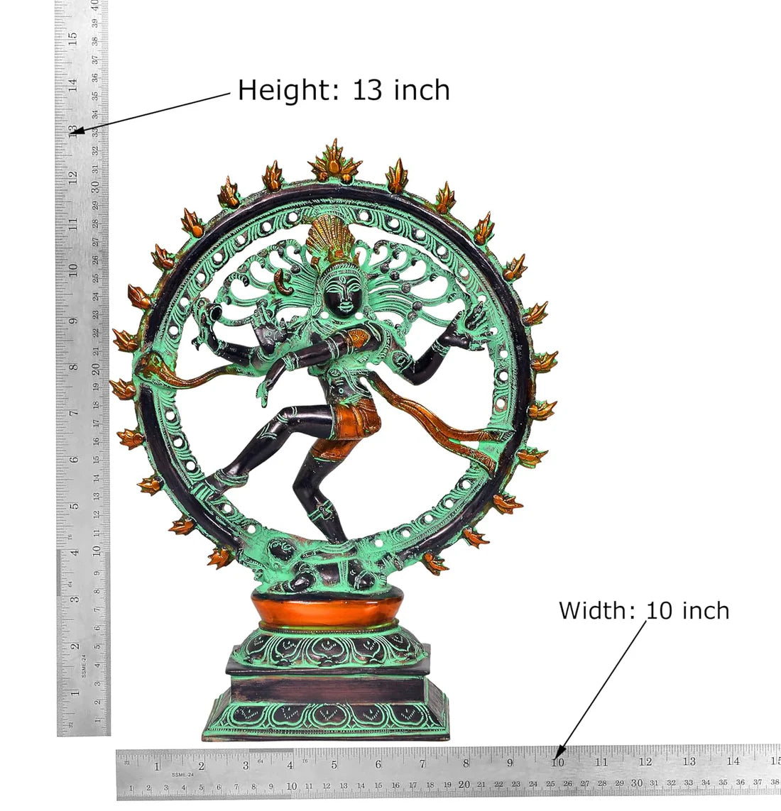 Brassaura® Brass Nataraja Statue | Height 13 Inches | Multicolor Lord Shiva Dancing Idol with Agni Chakra