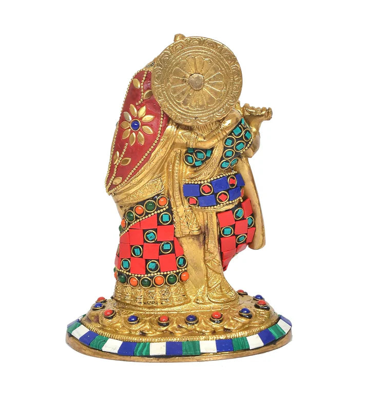 Brassaura® Brass Radha Krishna Idol | Height 6.5 Inches