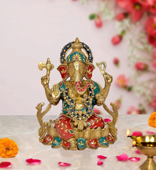Brassaura® Brass Lord Ganesha Statue | Height 9.5 Inches