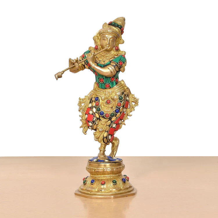 Brassaura® Brass Lord Krishna Statue | Height 9.5 Inches
