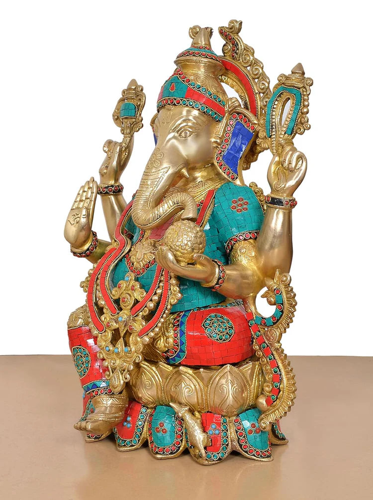 Brassaura® Brass Big Ganesha Statue | Height 20 Inches