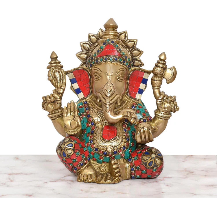Brassaura® Brass Ganesha Idol | Height 9.5 Inches