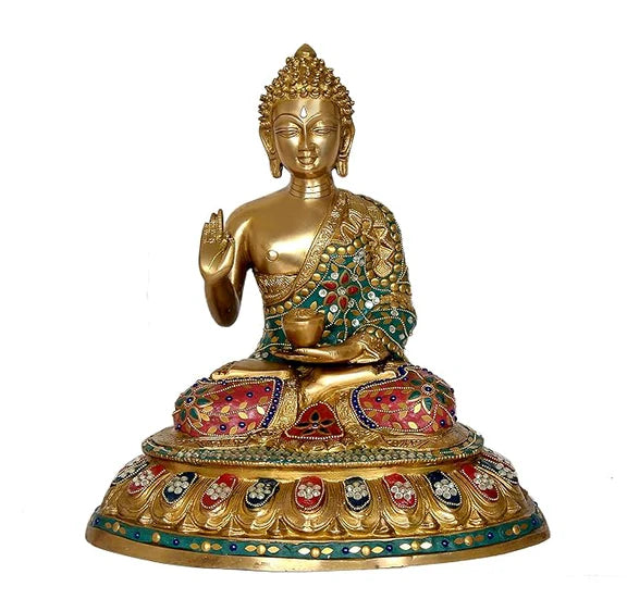 ब्रासोरा® वृंदावन वेणुगोपाल कृष्ण पीतल की प्रतिमा मोर के साथ | एंटीक नीला और सुनहरा रंग | ऊँचाई 20 इंच