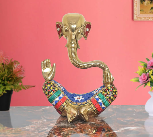 Brassaura® Brass Modern Ganesha Statue | Height 8 Inches