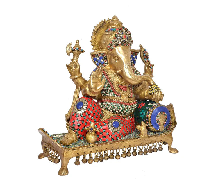 Brassaura® Brass Sitting Lord Ganesha Idol | Height 16 Inches