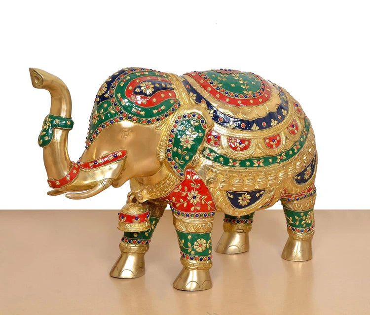 Brassaura® Brass Elephant Statue | Height 10 Inches