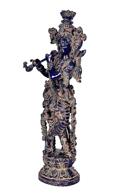 Brassaura® Brass Lord Krishna Idol Figurine | Height 14 Inches
