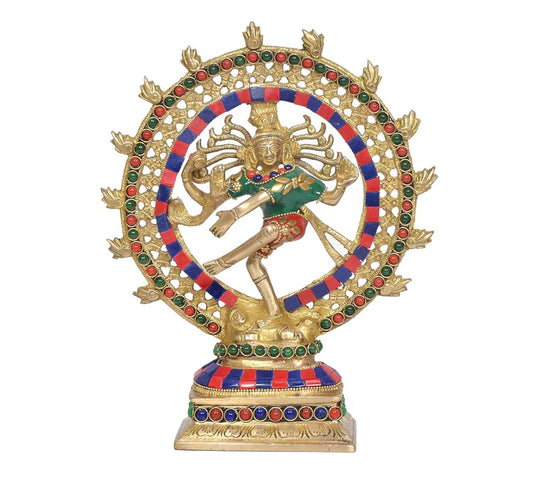 Brassaura® Brass Nataraj Lord Shiva Dancing Idol | Height 9.5 Inches