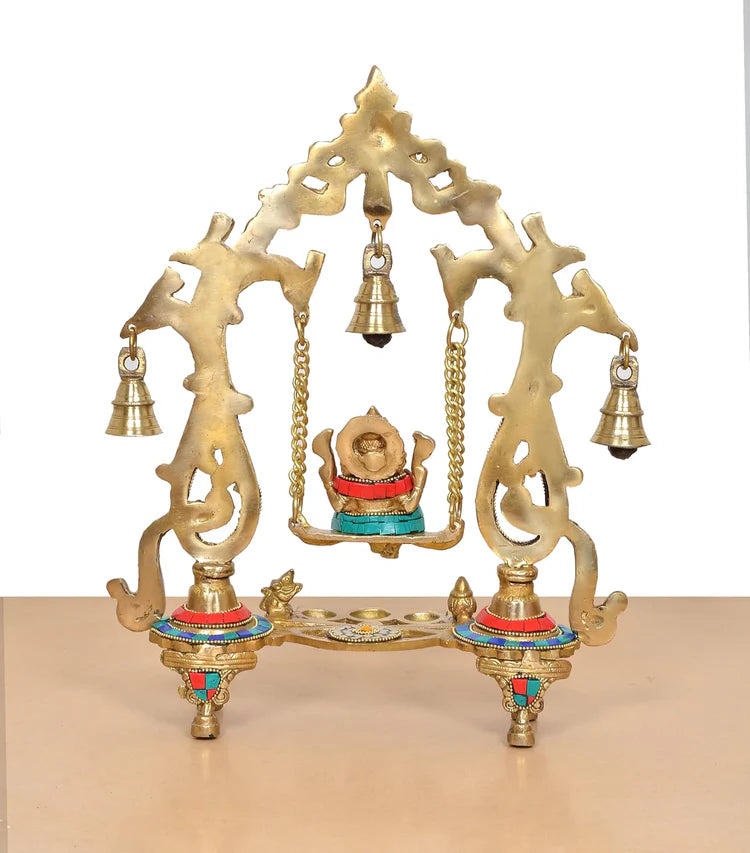 Brassaura® Brass Ganesh Jhula Idol | Height 14 Inches