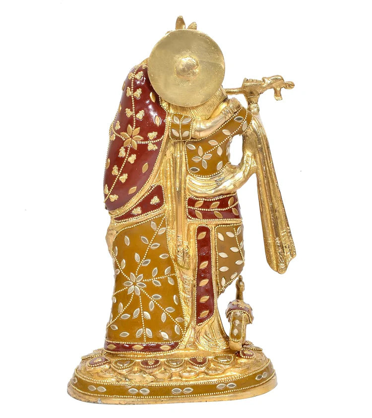 Brassaura® Brass Standing Radha Krishna Idol | Height 12 Inches