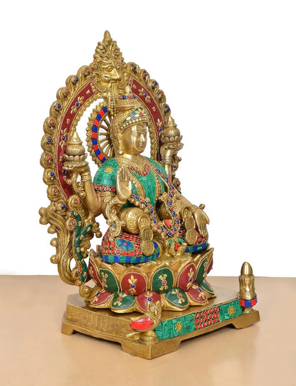 ब्रासोरा® वृंदावन वेणुगोपाल कृष्ण पीतल की प्रतिमा मोर के साथ | एंटीक नीला और सुनहरा रंग | ऊँचाई 20 इंच