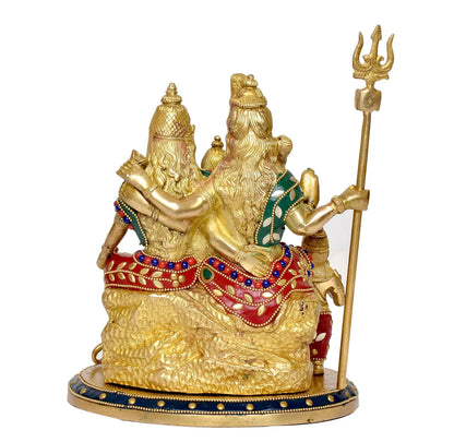 Brassaura® Brass Shiv Parivar Statue | Height 10 Inches | Multicolor Shiva Family Idol for Home & Mandir