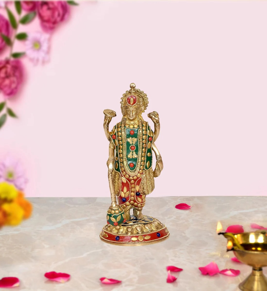 Brassaura® Brass Lord Vishnu Statue | Height 7.5 Inches