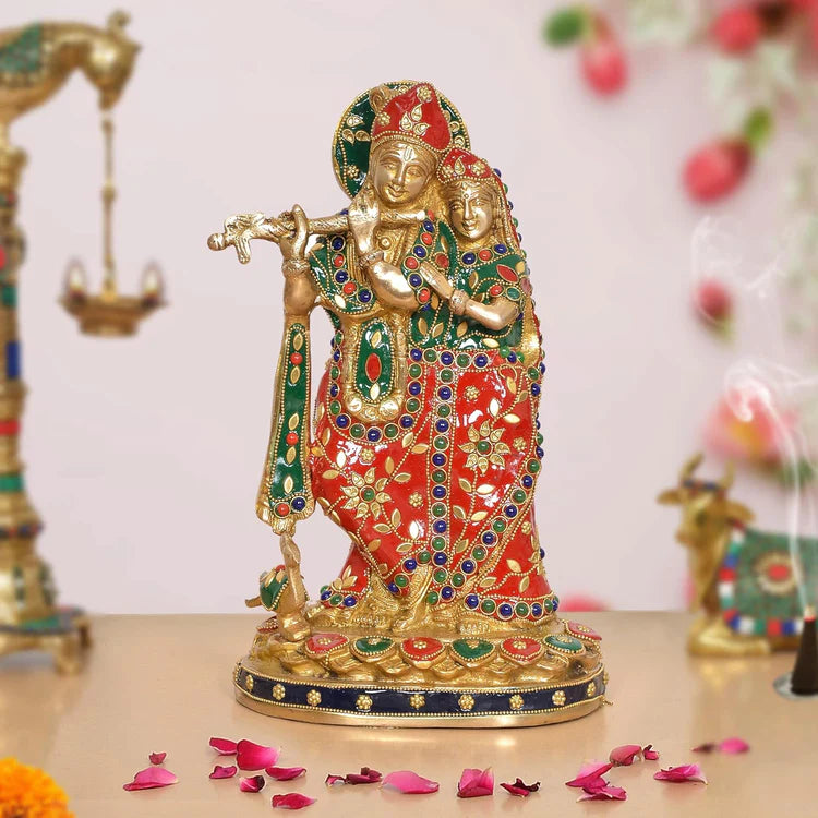Brassaura® Brass Radha Krishna Idol | Height 11 Inches