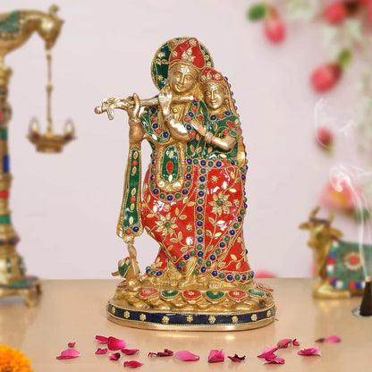Brassaura® Brass Radha Krishna Idol | Height 11 Inches