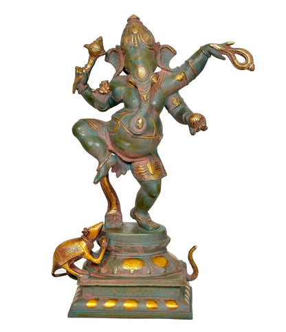 Brassaura® Brass Dancing Lord Ganesha Statue | Height 19 Inches