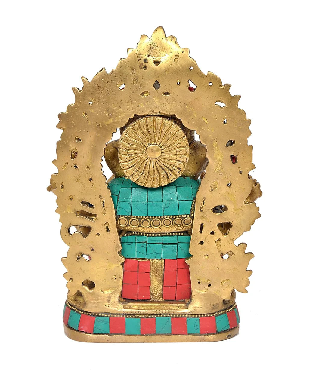Brassaura® Brass Ganesha Statue | Height 8 Inches | Multicolor Ganpati Idol for Home, Office & Mandir