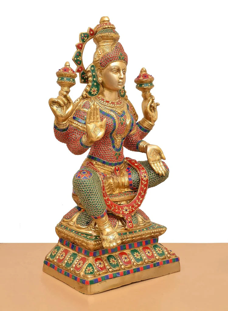 Brassaura® Brass Goddess Lakshmi Idol | Height 29 Inches