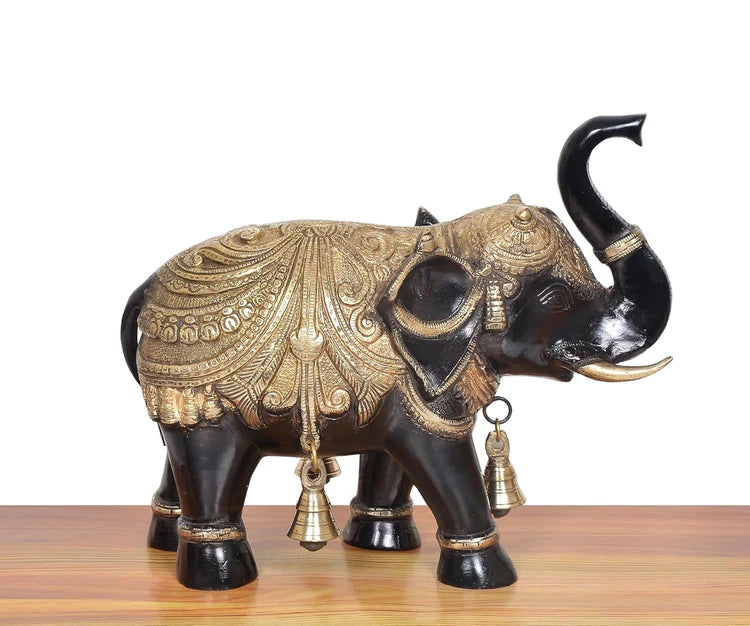 Brassaura® Brass Elephant Pair Statue | Height 12 Inches