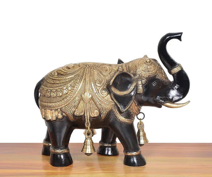 Brassaura® Brass Elephant Pair Statue | Height 12 Inches