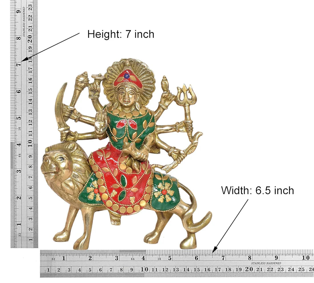 Brassaura® Brass Durga Maa Statue | Height 7 Inches