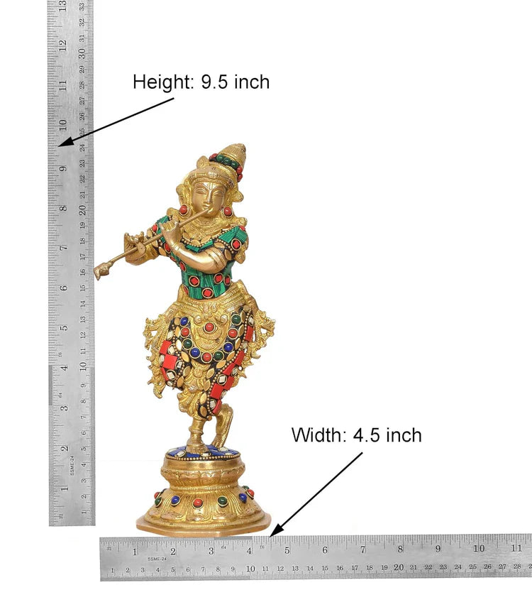 Brassaura® Brass Lord Krishna Statue | Height 9.5 Inches