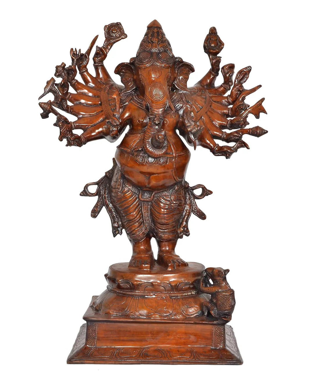 Brassaura® Brass Vira Ganesha Statue (16 Hands) | Height 23 Inches