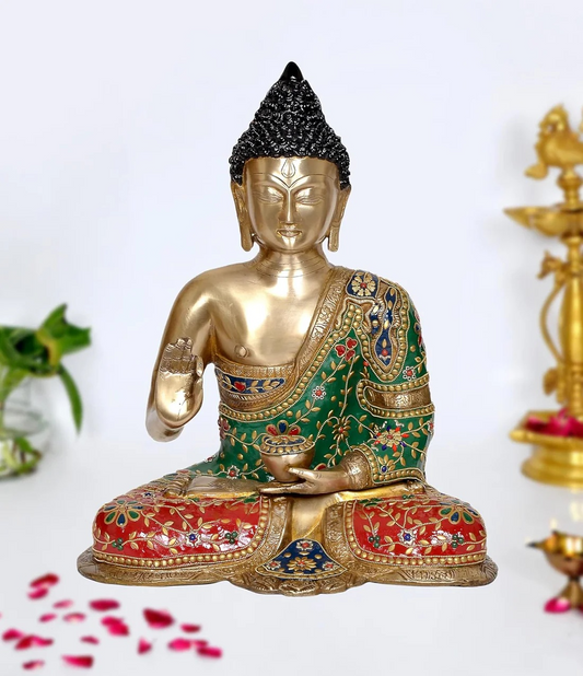 Brassaura® Brass Buddha Statue | Height 17 Inches