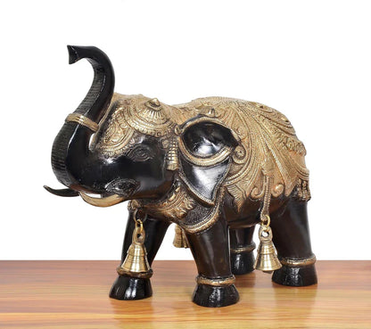 Brassaura® Brass Elephant Pair Statue | Height 12 Inches