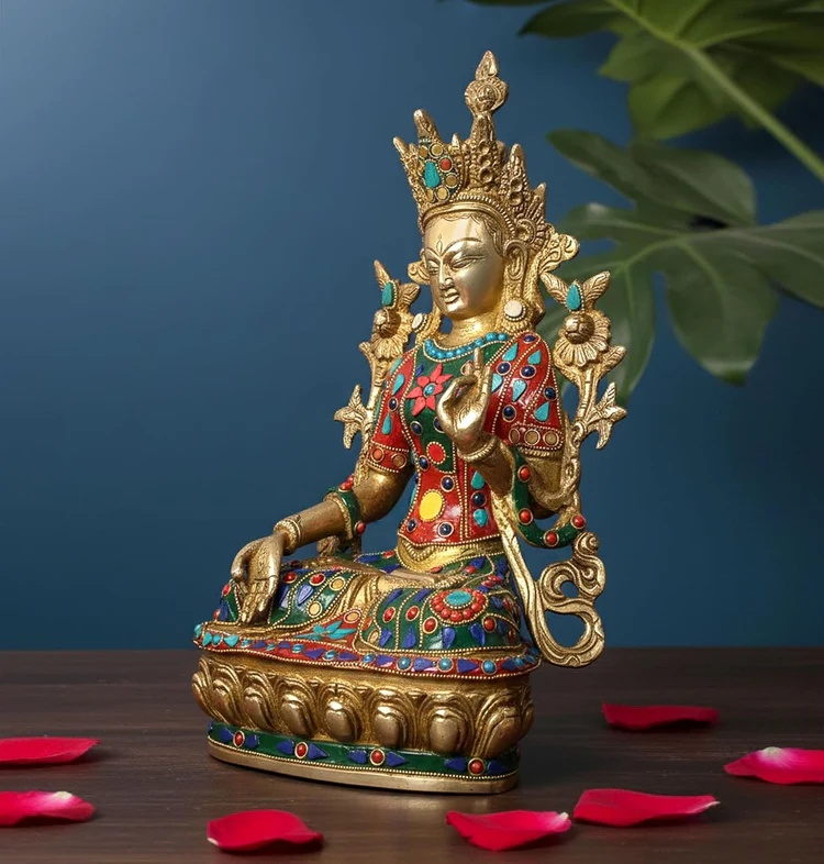 Brassaura® Brass Tara Statue | Height 13 Inches