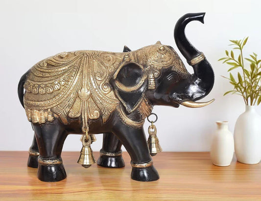 Brassaura® Brass Elephant Pair Statue | Height 12 Inches