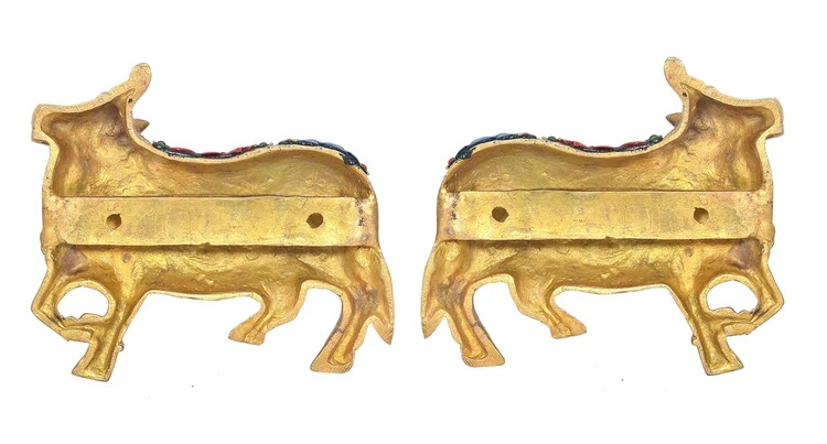 Brassaura® Brass Kamdhenu Cow Pair Wall Hanging | Height 7.5 Inches