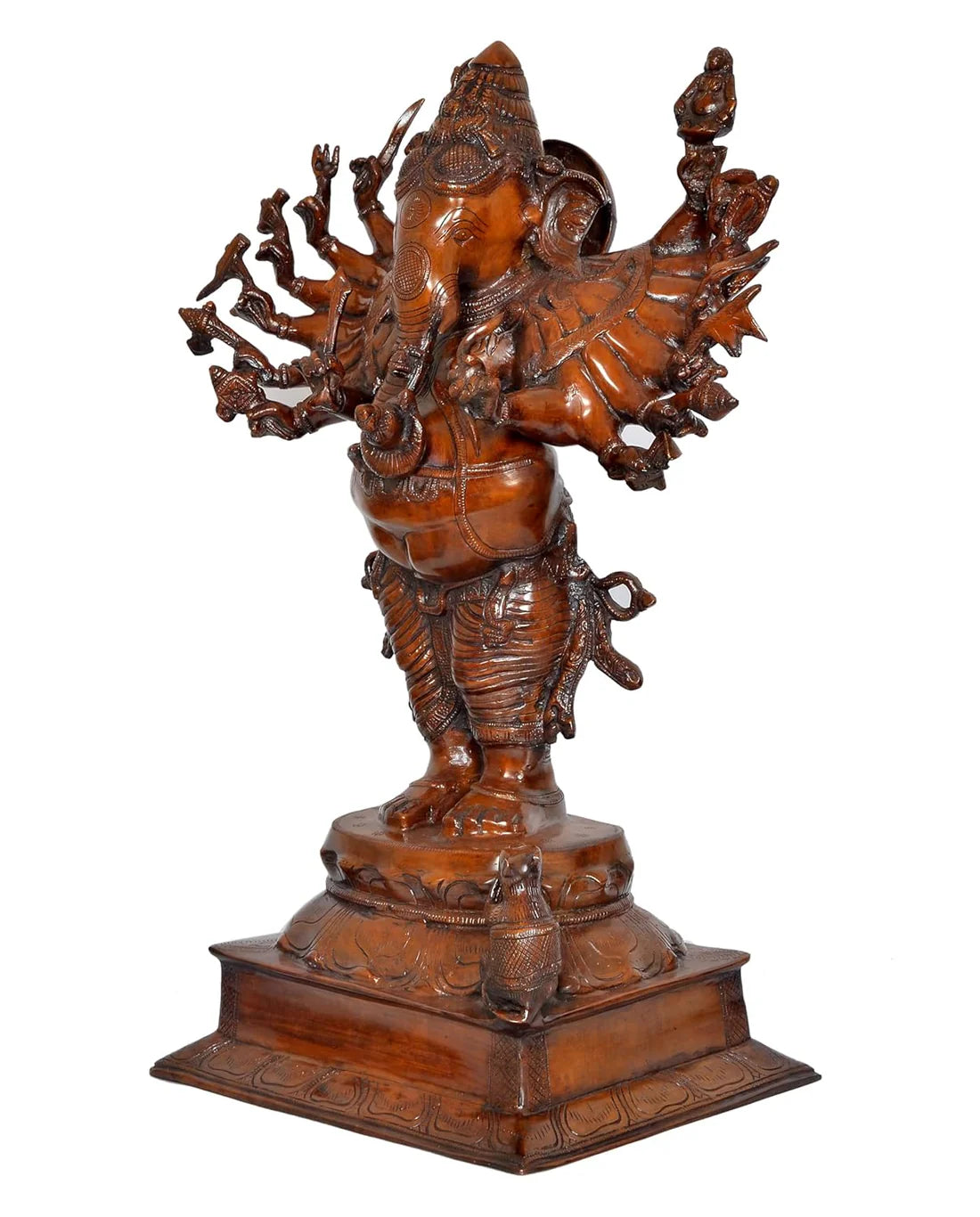 Brassaura® Brass Vira Ganesha Statue (16 Hands) | Height 23 Inches